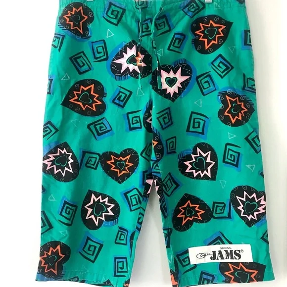 Vintage 80’s Jams retro print long board shorts